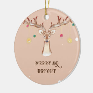 Merry christmas reindeer merry and bright ornament