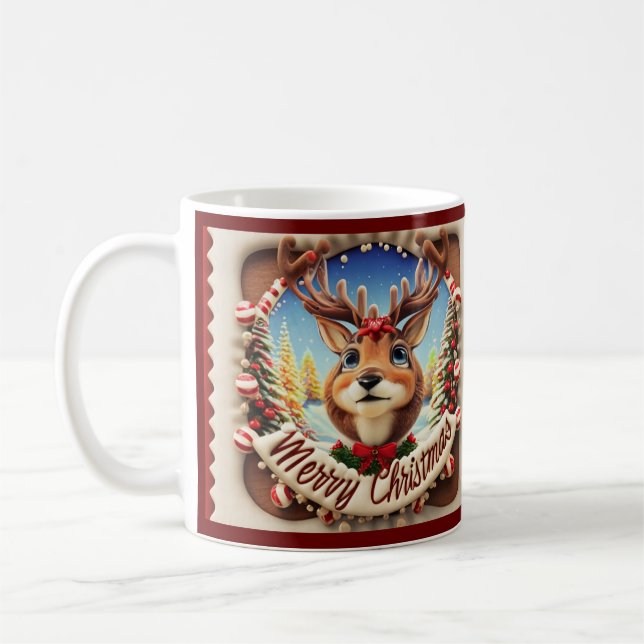 Merry Christmas Reindeer Mug (Left)