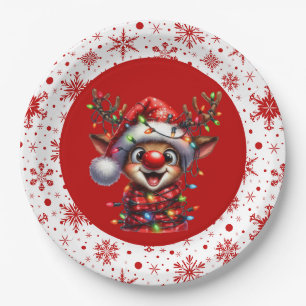 Merry Christmas Reindeer Paper Plate