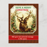 Merry Christmas Reindeer Personalized Wood Grain