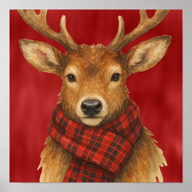 Merry Christmas Reindeer Poster (Front)