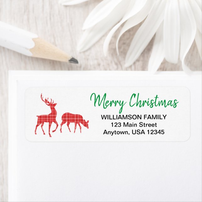 Merry Christmas Reindeer Red Plaid Pattern (Insitu)