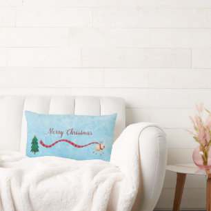 Merry Christmas Reindeer Scarf Winter Frost Lumbar Pillow