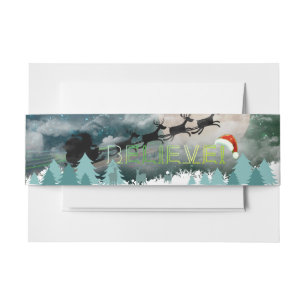 Merry Christmas Reindeer Sleigh Holiday Greetings Invitation Belly Band