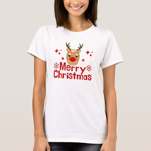 Merry Christmas Reindeer T-Shirt (Front)