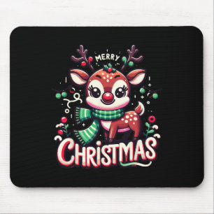 Merry Christmas Reindeer Tree Lights Xmas Family M Mouse Pad