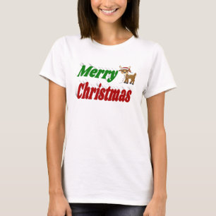 Merry Christmas Reindeer typography  T-Shirt