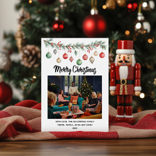 Merry Christmas Reindeer Watercolor Photo Holiday Card