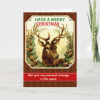 Merry Christmas Reindeer with Inside Photo Custom