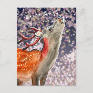 Merry Christmas reindeer with sparkling lights Postcard