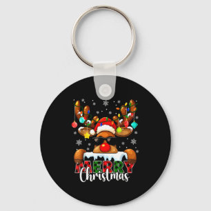 Merry Christmas Reindeer Xmas Family Matching Men Keychain