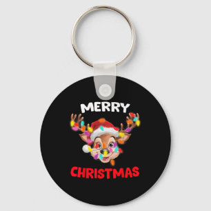 Merry Christmas Reindeer Xmas Family Matching Men Keychain