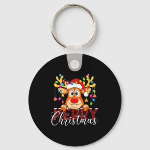 Merry Christmas Reindeer Xmas Family Pajamas Buffa Keychain