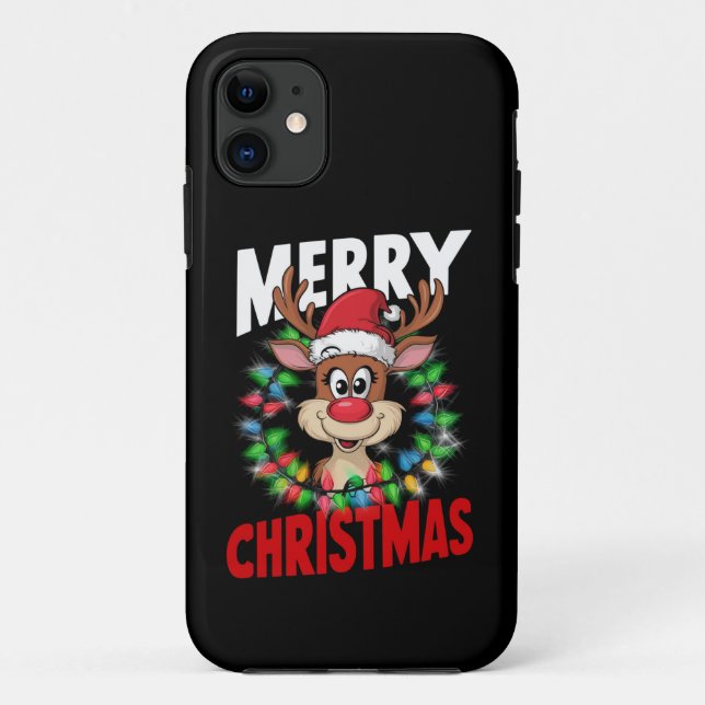 Merry Christmas Reindeer Xmas Holiday Case-Mate iPhone Case (Back)