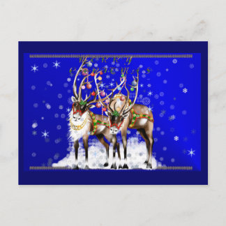 Merry Christmas Reindeer Yardsign Holiday Postcard