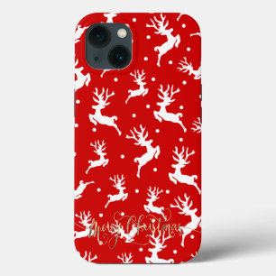 Merry Christmas Reindeers Red  iPhone 13 Case
