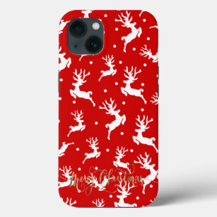 Merry Christmas Reindeers Red  iPhone 13 Case