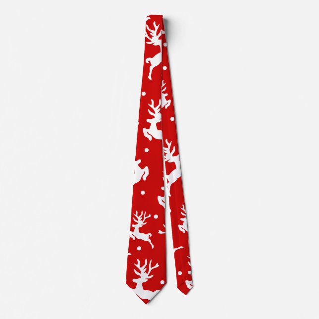 Merry Christmas Reindeers Red  Tie (Front)