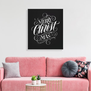 Merry CHRISTmas Religious Chalkboard Calligraphy Canvas Print