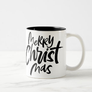 Merry CHRISTmas Religious Christian Black White Two-Tone Coffee Mug