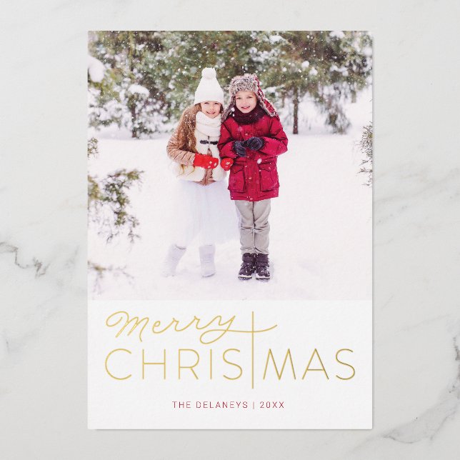 Merry Christmas Religious Foil Holiday Card (Front)