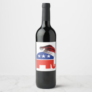 Merry Christmas Republican Elephant Wine Label
