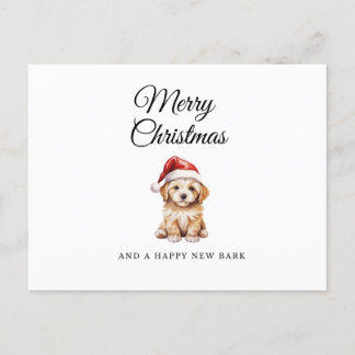 Merry Christmas retriever puppy holiday postcard