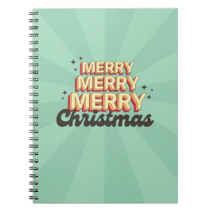 Merry Christmas retro 3d design text Notebook