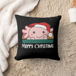 Merry Christmas Retro Axolotl Christmas Throw Pillow