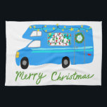 MERRY CHRISTMAS Retro Camper Motorhome RV Xmas Kitchen Towel<br><div class="desc">Decorate your kitchen with this cool towel. Makes a great holiday,  birthday,  housewarming or anniversary gift! 
You can customize it and add text too.
Check my shop for lots more colours and patterns plus matching kitchen stuff!</div>