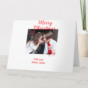 Merry Christmas retro Christmas tree kids photo na Card