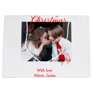 Merry Christmas retro Christmas tree kids photo na Large Gift Bag