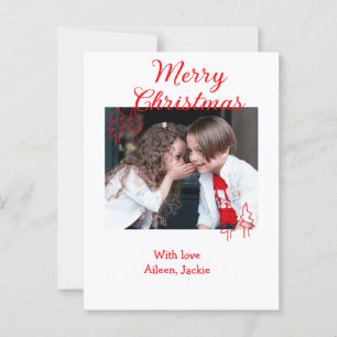 Merry Christmas retro Christmas tree kids photo na Postcard