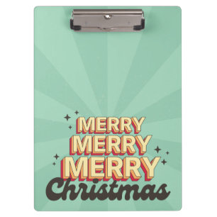 Merry Christmas retro groovy text seasonal Clipboard
