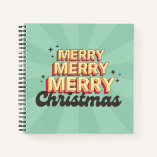 Merry Christmas retro groovy text seasonal Notebook
