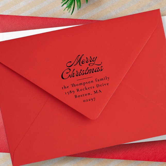 Merry Christmas Retro Holiday Return Address Self-inking Stamp (Creator Uploaded)