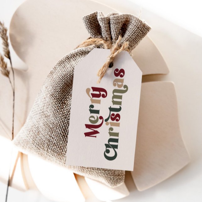 Merry Christmas Retro Lettering Gift Tags (Creator Uploaded)