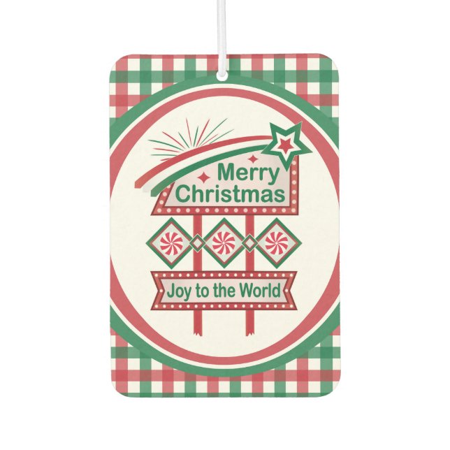 Merry Christmas Retro Marquee – Joy to the World Air Freshener (Front)
