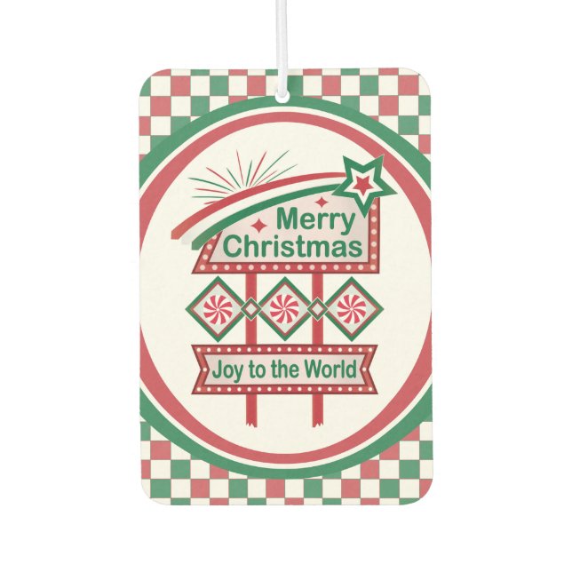 Merry Christmas Retro Marquee – Joy to the World Air Freshener (Front)