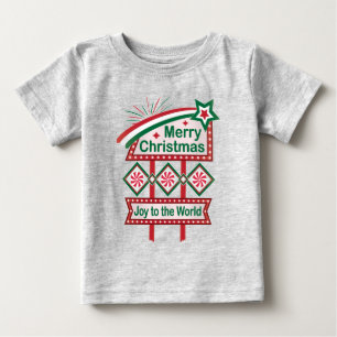 Merry Christmas Retro Marquee – Joy to the World Baby T-Shirt