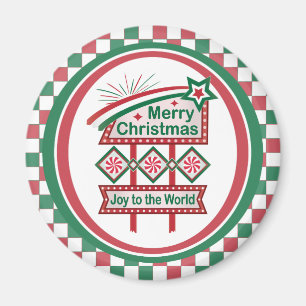 Merry Christmas Retro Marquee – Joy to the World Magnet