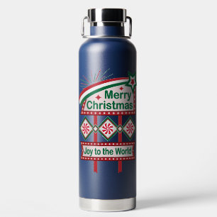 Merry Christmas Retro Marquee – Joy to the World Water Bottle