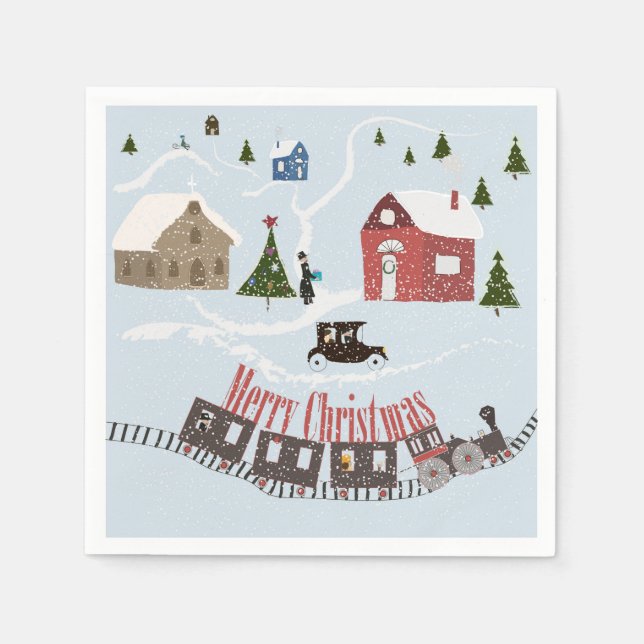 Merry Christmas , retro Napkin (Front)