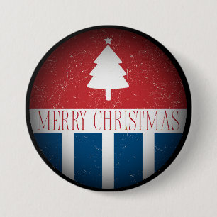 Merry Christmas Retro Patriotic  3 Inch Round Button