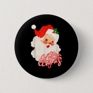 Merry Christmas Retro Santa Claus Vintage Retro Xm 2 Inch Round Button