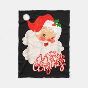 Merry Christmas Retro Santa Claus Vintage Retro Xm Fleece Blanket