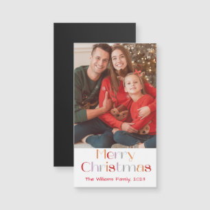 merry christmas retro script holiday photo magnet