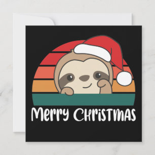 Merry Christmas Retro Sloth Christmas Invitation