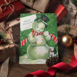 Merry Christmas | Retro Snowman Card<br><div class="desc">Merry Christmas | Retro Snowman</div>