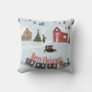 Merry Christmas , retro Throw Pillow